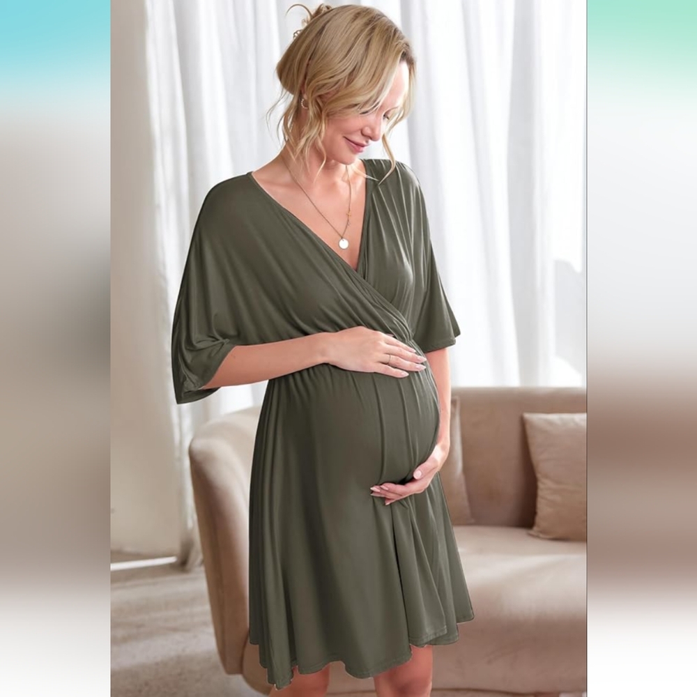 Labor/Delivery/Hospital Gown Maternity Dress Nursing Nightgown